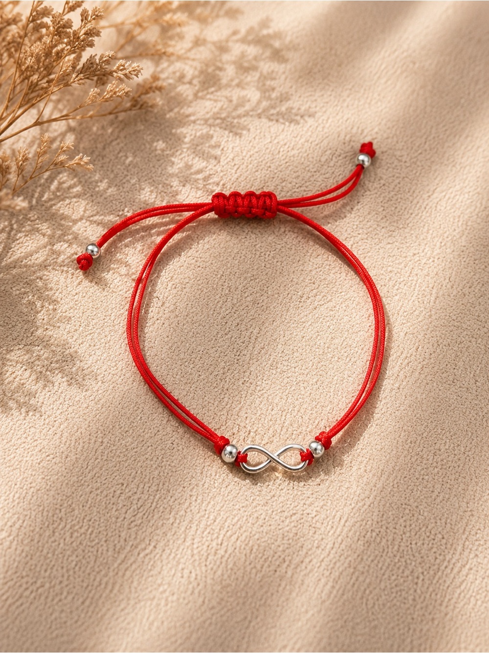 Red Cord Bracelet with Silver Infinity Charm - Unbranded